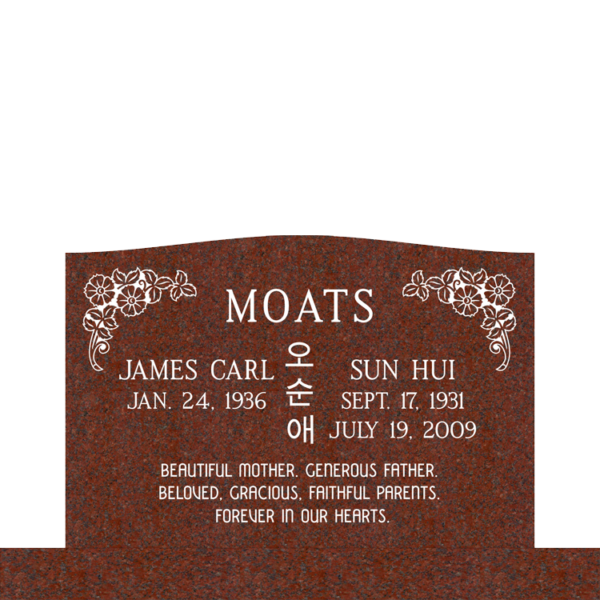 MMSC-02 Slant Companion Double Gravestone Headstone Marker in northern California Bay Area Hayward