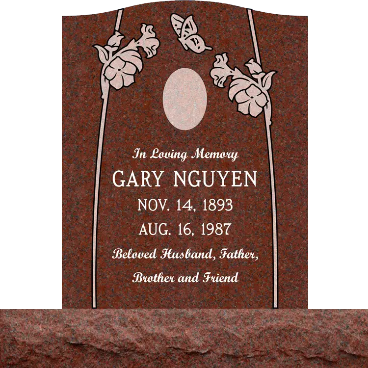 graphic of an upright single gravestone marker from Mattos Memorials in Hayward California