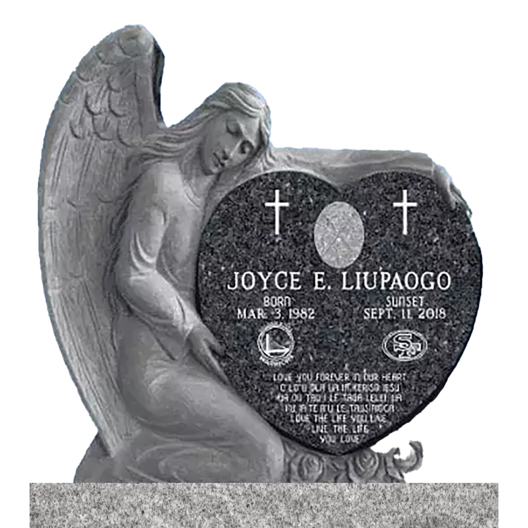 MMUcustom-01 graphic of an upright custom gravestone marker design from Mattos Memorials in Hayward California