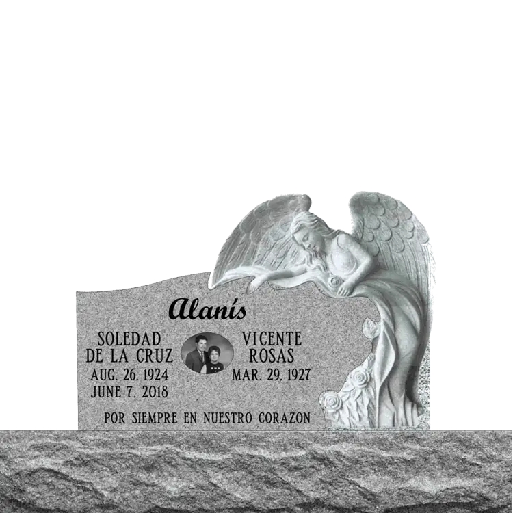 MMUcustom-02 graphic of an upright custom gravestone marker design from Mattos Memorials in Hayward California