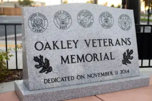 Granite carved sign for Oakley, California Veterans Memorial - Monument Builders in the Bay area