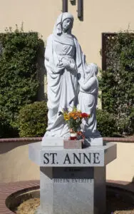 A carved statue of Saint Anne at St. Anne Catholic Church in Union City, California.