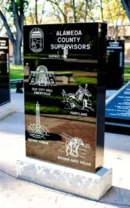 Alameda County California District 5 Supervisors Memorial Upright Monument