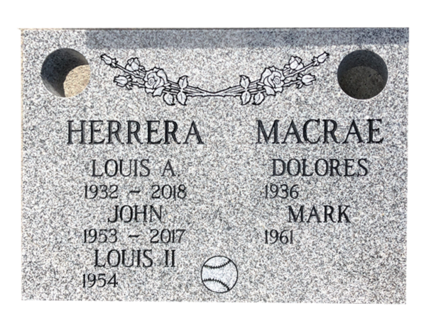 MMFC-152 Companion Flat Granite Marble Burial Markers multi-person double gravesites from Mattos Monuments