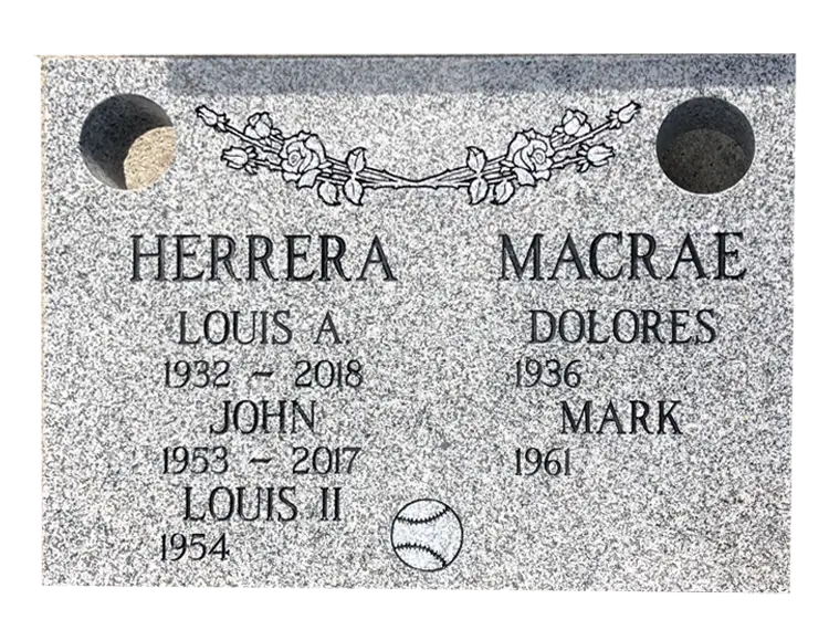 MMFC-152 Companion Flat Granite Marble Burial Markers multi-person double gravesites from Mattos Monuments