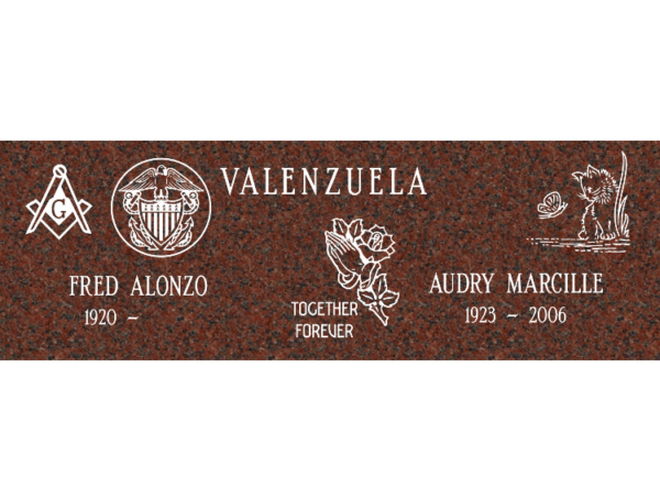 MMFC-31 Companion Flat Granite Marble Burial Markers multi-person double gravesites from Mattos Monuments