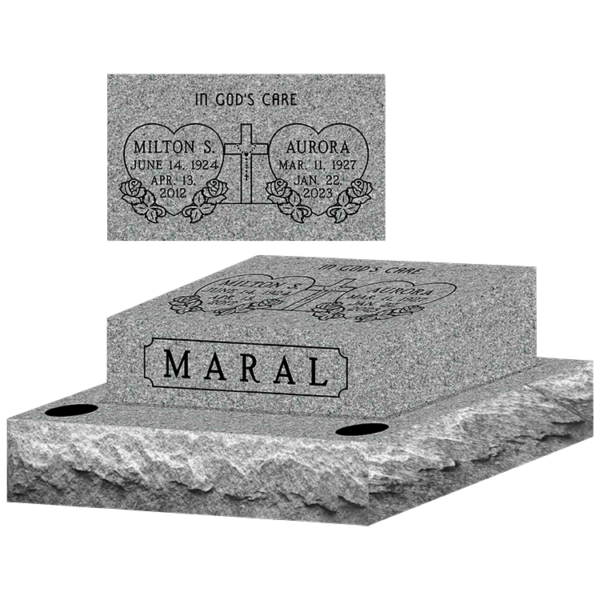MMPC-02 Graphic of Pillow Gravestone Markerss design from Mattos Monuments in Hayward California