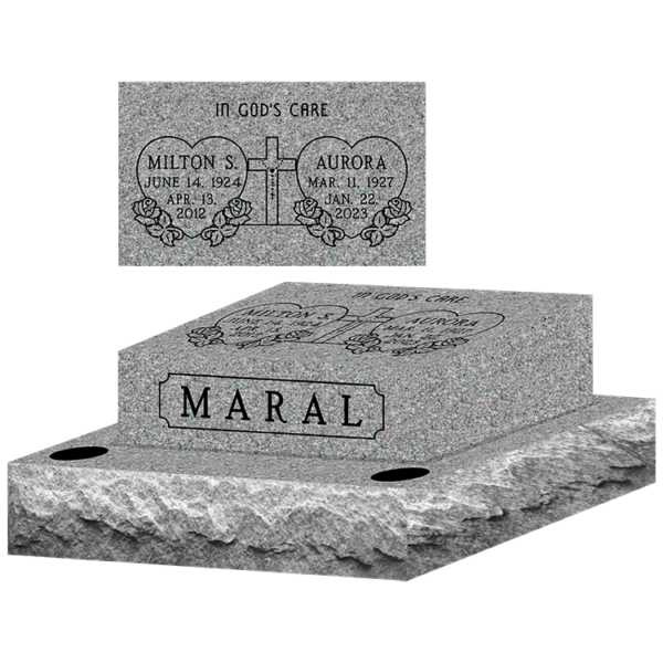 MMPC-02 Graphic of Pillow Gravestone Markerss design from Mattos Monuments in Hayward California