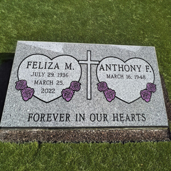 MMPC-04 Pillow Memorials, Headstones, Grave Markers for 2 people.