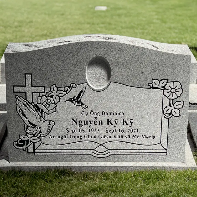 MMSS-23 Slant Single Gravestone Headstone Marker for an individual person in northern California Bay Area Hayward