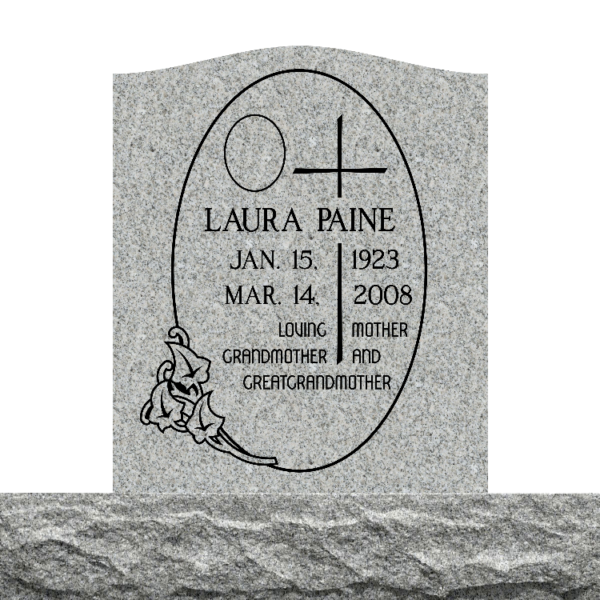 graphic of an MMUS-13 upright single gravestone marker from Mattos Memorials in Hayward California