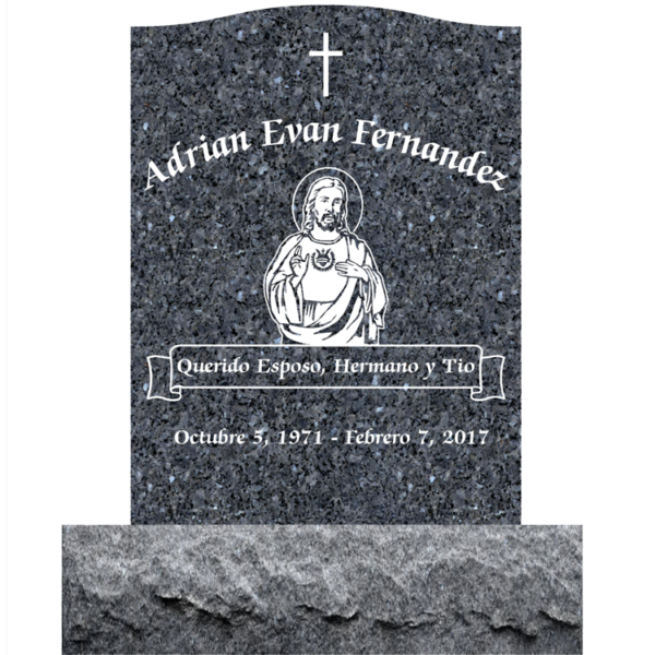 MMUS-26 upright single gravestone marker design from Mattos Memorials in Hayward California