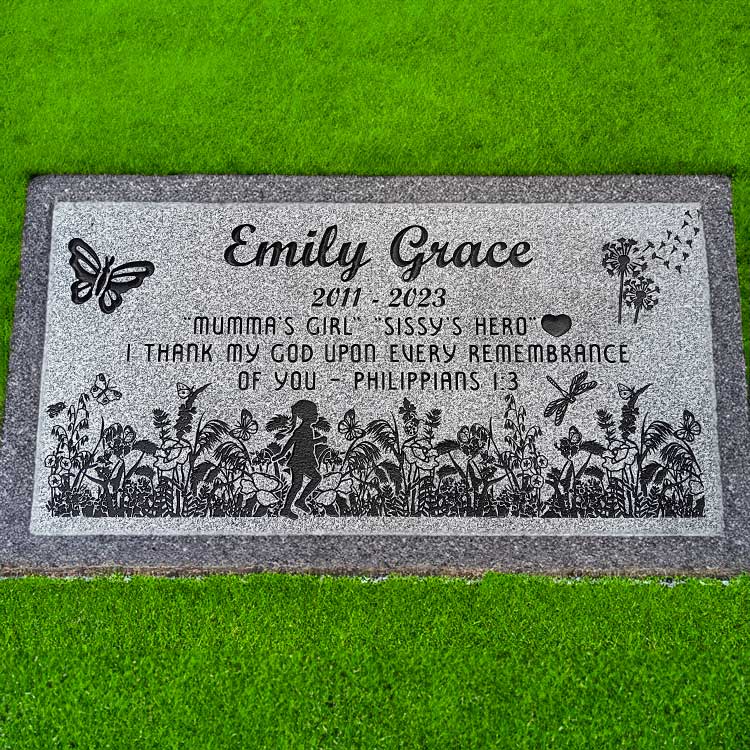 MMFS-130 Single Flat Granite Marble Burial Markers Indvidual gravesites from Mattos Monuments