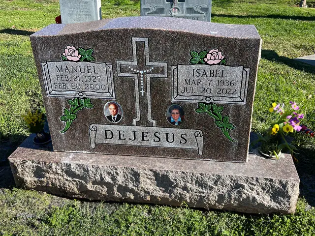 Before and After photos of addinng Final Death Dates to headstones, monuments, and statues in the Bay Area