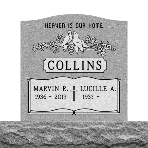 MMUC-100 upright companion gravestone marker design from Mattos Memorials in Hayward California