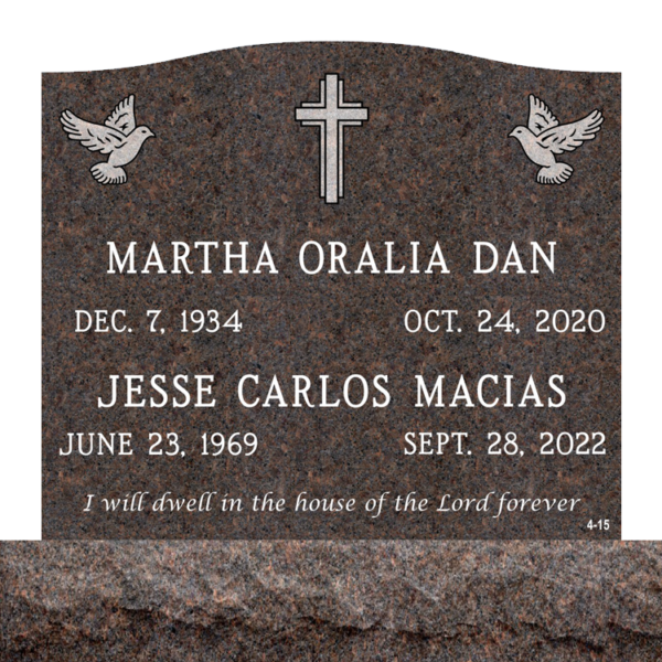 MMUC-102 upright companion gravestone marker design from Mattos Memorials in Hayward California