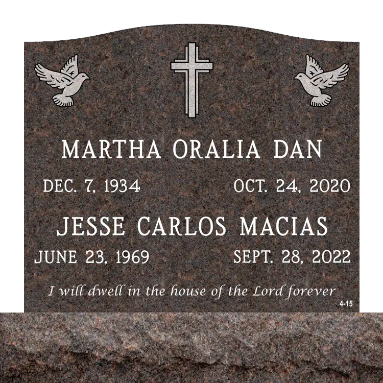 MMUC-102 upright companion gravestone marker design from Mattos Memorials in Hayward California
