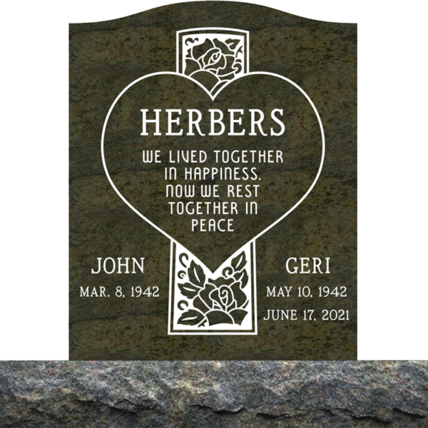 MMUC-110 upright companion gravestone marker design from Mattos Memorials in Hayward California