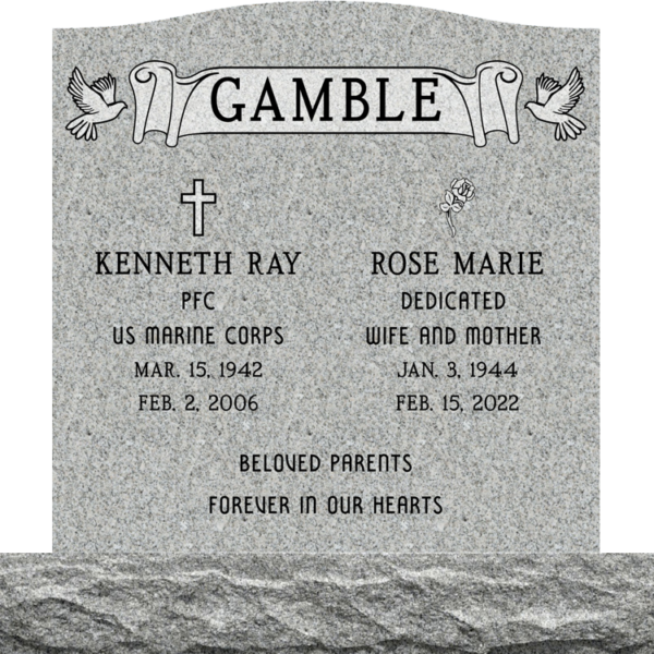 MMUC-117 upright companion gravestone marker design from Mattos Memorials in Hayward California