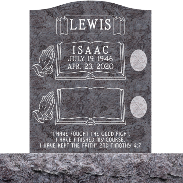 MMUC-125 upright companion gravestone marker design from Mattos Memorials in Hayward California