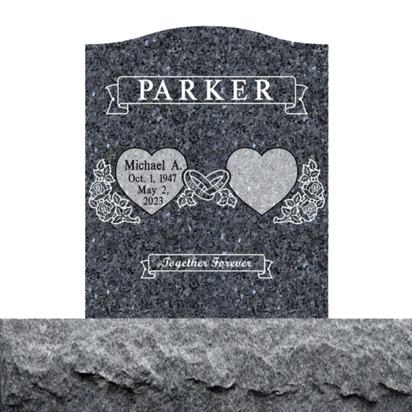 MMUC-61 upright companion gravestone marker design from Mattos Memorials in Hayward California