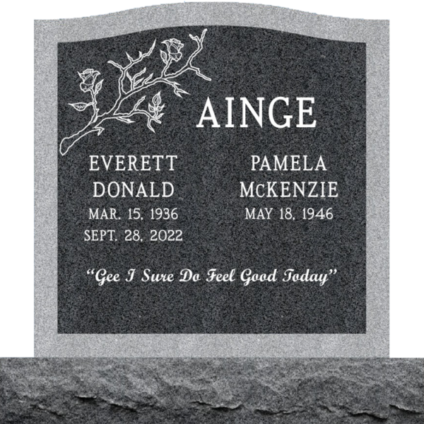 MMUC-65 upright companion gravestone marker design from Mattos Memorials in Hayward California