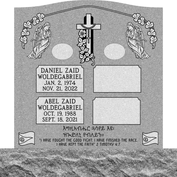 MMUC-69 upright companion gravestone marker design from Mattos Memorials in Hayward California