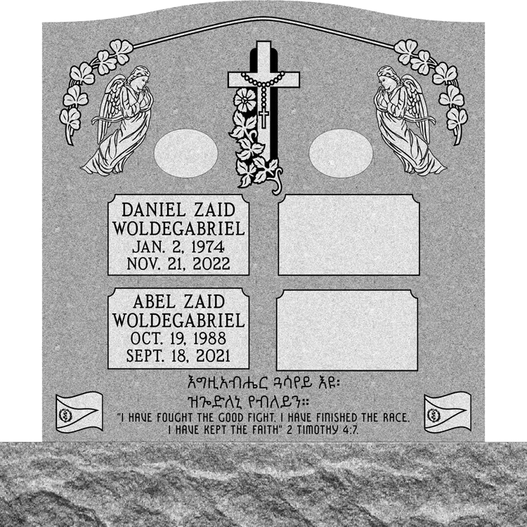 MMUC-69 upright companion gravestone marker design from Mattos Memorials in Hayward California