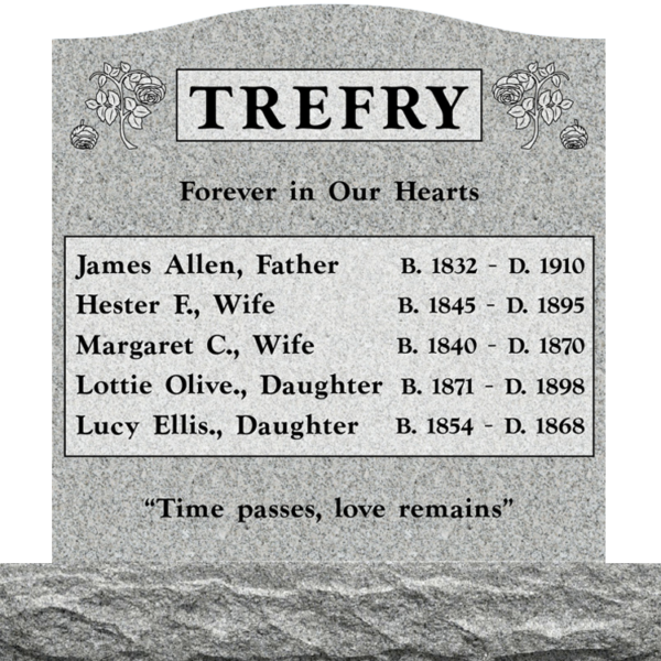 MMUC-77 upright companion gravestone marker design from Mattos Memorials in Hayward California