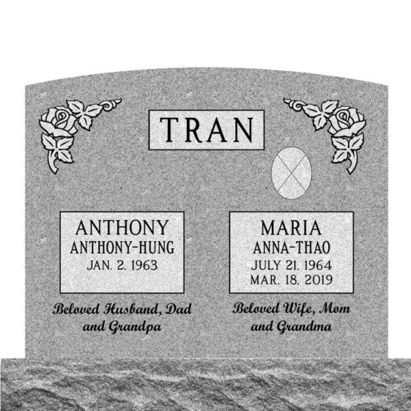 MMUC-78 upright companion gravestone marker design from Mattos Memorials in Hayward California