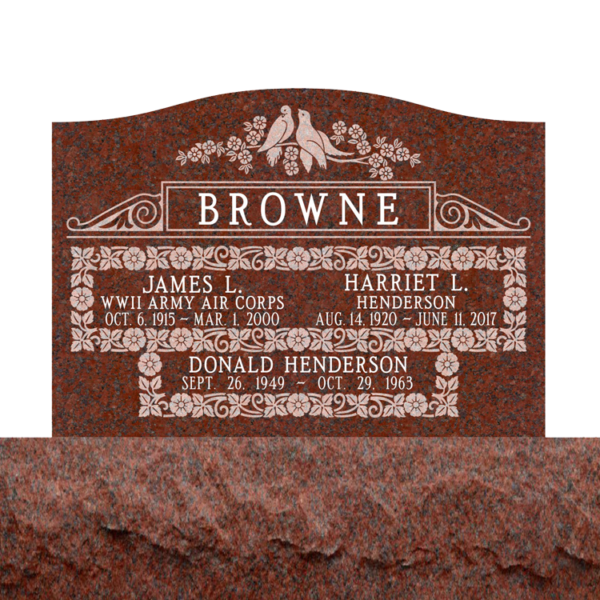 MMUC-88 upright companion gravestone marker design from Mattos Memorials in Hayward California