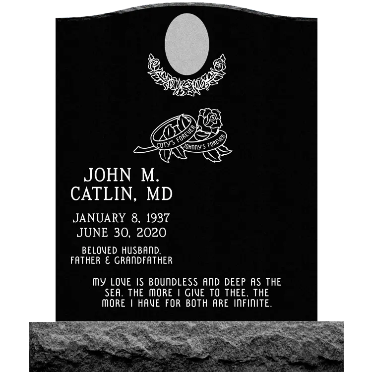 MMUC-96 upright companion gravestone marker design from Mattos Memorials in Hayward California