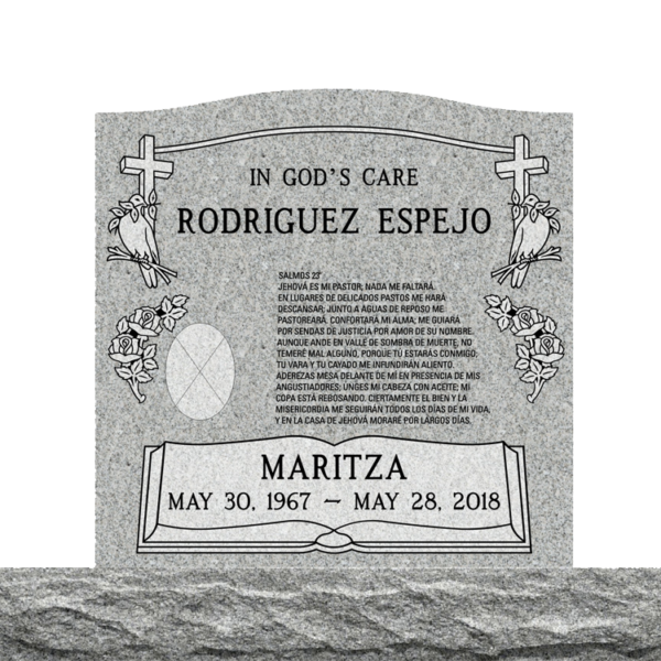 MMUS-28 Granite upright cemetery marker