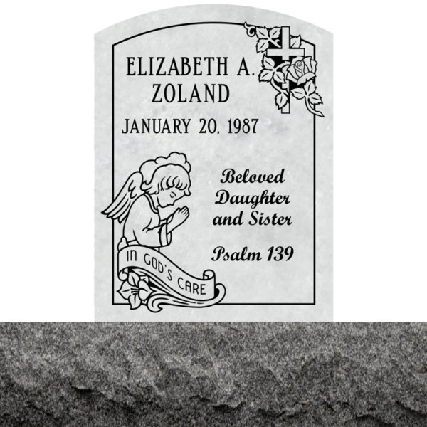 MMUS-34 graphic of an upright single gravestone marker from Mattos Memorials in Hayward California