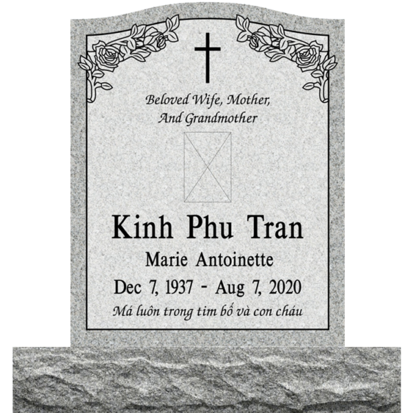 MMUS-38 graphic of an upright single gravestone marker from Mattos Memorials in Hayward California