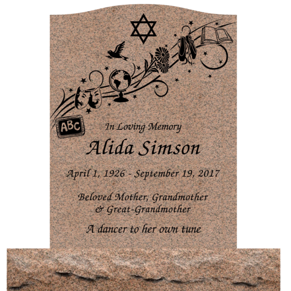 MMUS-41 graphic of an upright single gravestone marker from Mattos Memorials in Hayward California