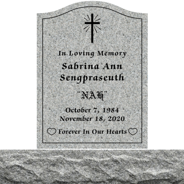 MMUS-42 graphic of an upright single gravestone marker from Mattos Memorials in Hayward California
