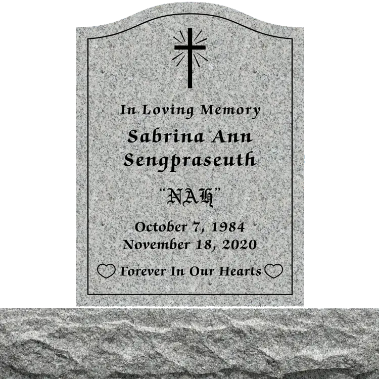MMUS-42 graphic of an upright single gravestone marker from Mattos Memorials in Hayward California