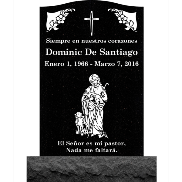 MMUS-49 upright single gravestone marker design from Mattos Memorials in Hayward California