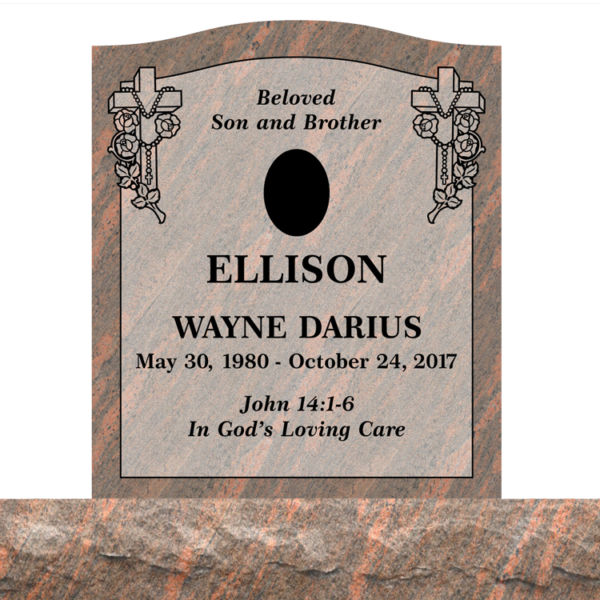 MMUS-51 graphic of an upright single gravestone marker from Mattos Memorials in Hayward California