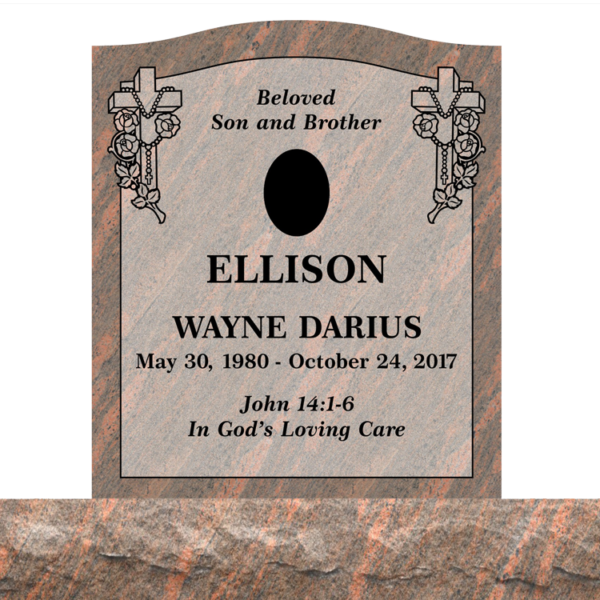 MMUS-51 graphic of an upright single gravestone marker from Mattos Memorials in Hayward California