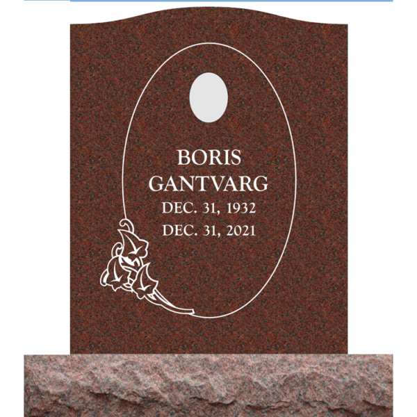 MMUS-55 graphic of an upright single gravestone marker from Mattos Memorials in Hayward California