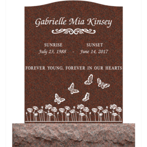 MMUS-58 upright single gravestone marker design from Mattos Memorials in Hayward California