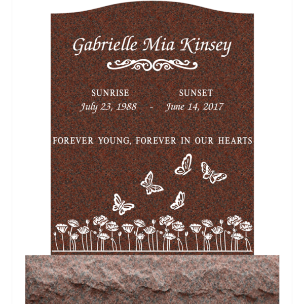 MMUS-58 upright single gravestone marker design from Mattos Memorials in Hayward California