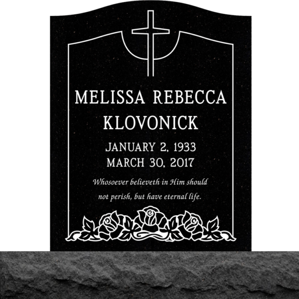 MMUS-59 upright single gravestone marker design from Mattos Memorials in Hayward California