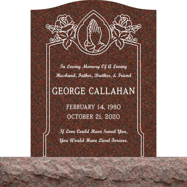 MMUS-60 upright single gravestone marker design from Mattos Memorials in Hayward California