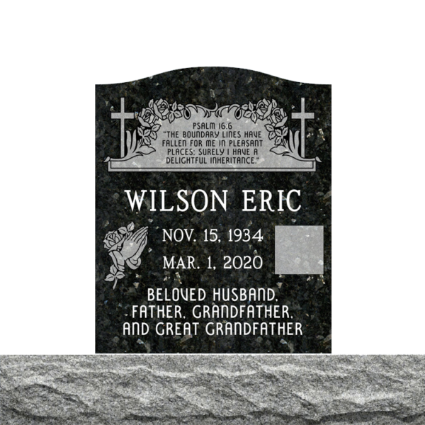 MMUS-62 upright single gravestone marker design from Mattos Memorials in Hayward California