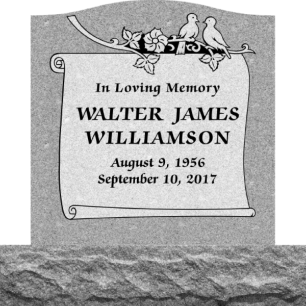 MMUS-65 upright single gravestone marker design from Mattos Memorials in Hayward California