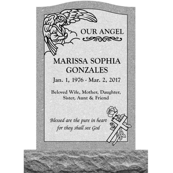 MMUS-67 upright single gravestone marker design from Mattos Memorials in Hayward California