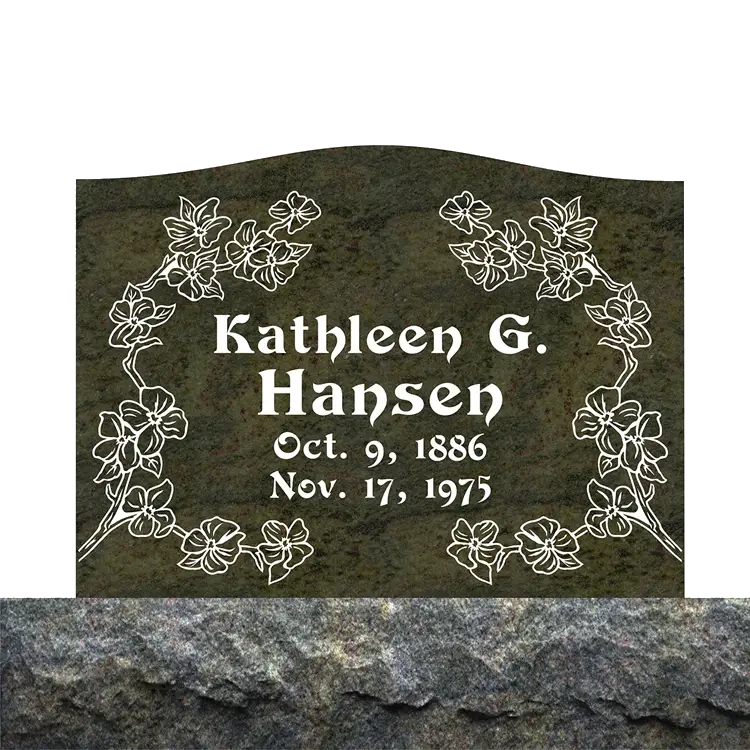 MMSS-25 graphic of a slant grave marker memorial for an individual